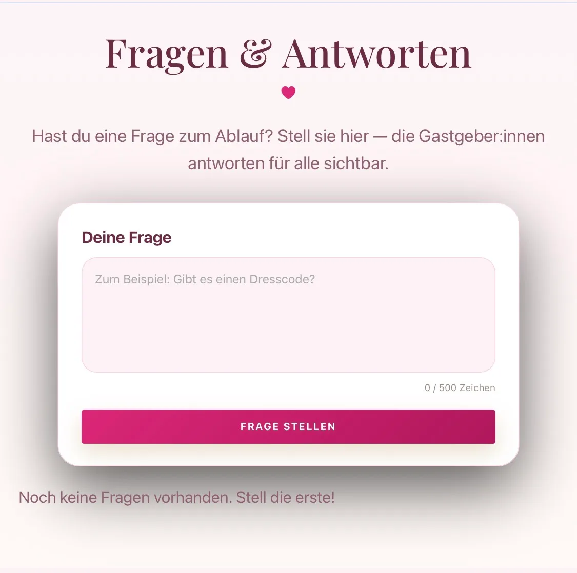 Bereich Fragen und Antworten mit den Antworten der Gastgeber